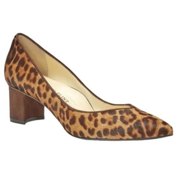 Flint Perfect Emma chocolate Leopard haircalf point toe pumps - Picture 1 of 15